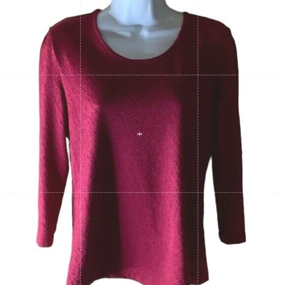 Croft & Barrow Top Women's Size Small Long Sleeve Round Neck Stretch Maroon - Picture 3 of 6